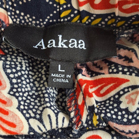 Aakaa Size Large High-Waisted Wide-Leg Floral Print Crop Pants - Picture 4 of 7